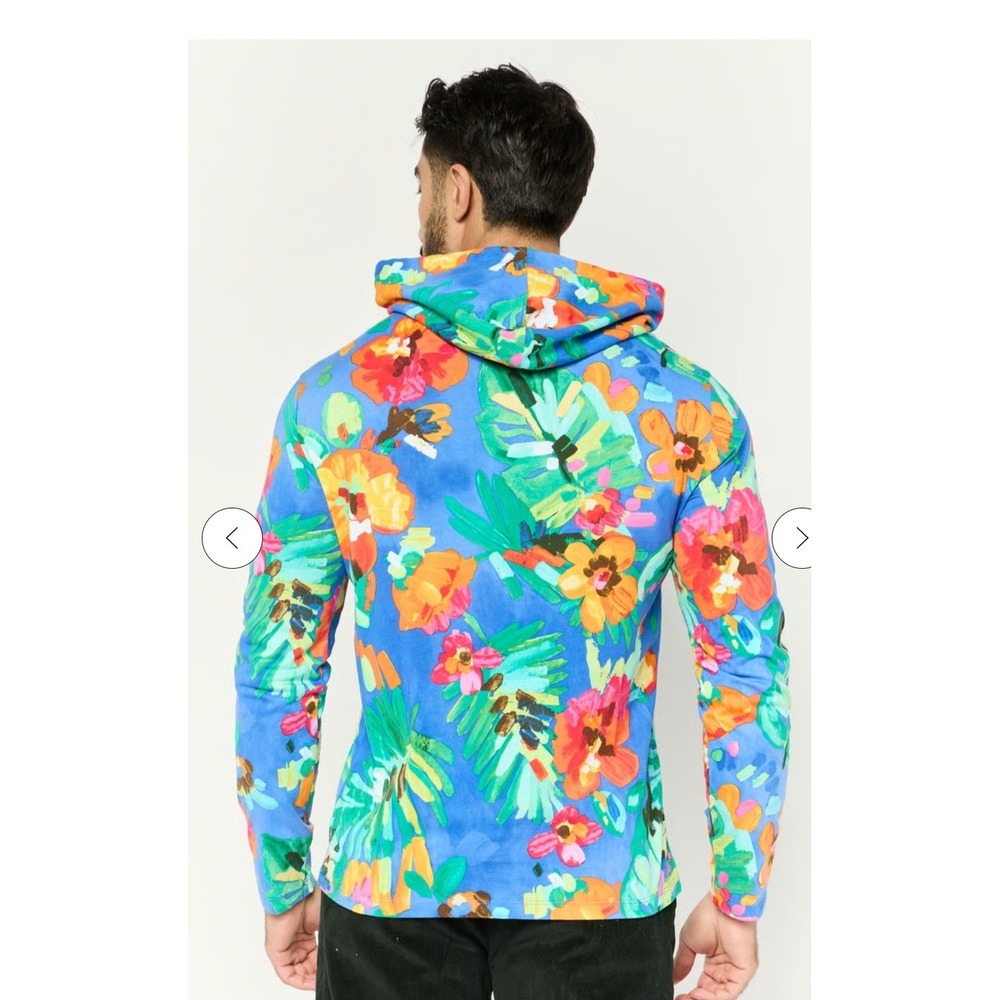 Polo Ralph Lauren Floral Hooded T-Shirt Mens 2XLT Blue Excellent Tropical Print - Picture 3 of 9